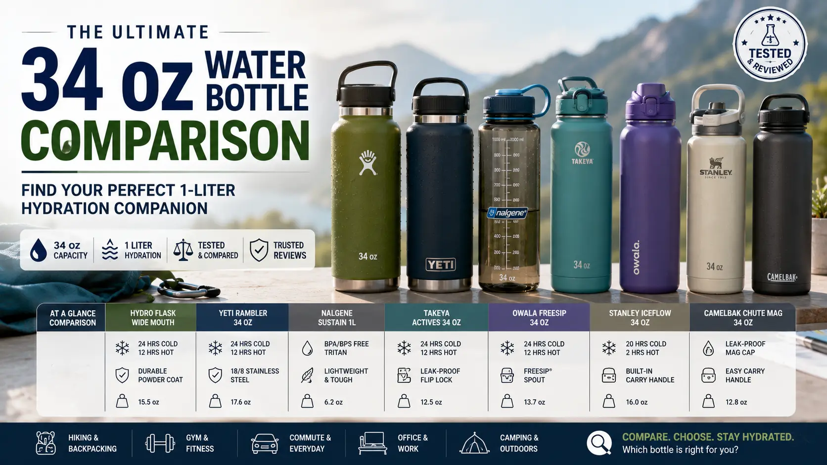 34 oz Water Bottle Comparison