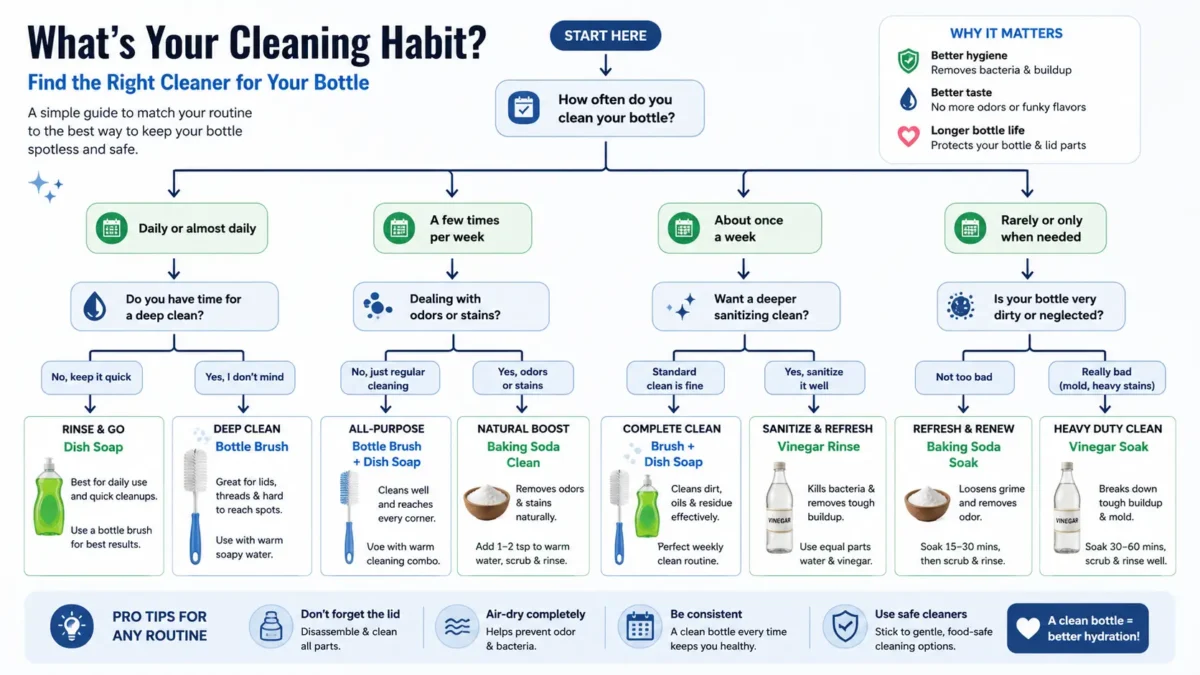 A flowchart or simple infographic that maps user habits to cleaner types.