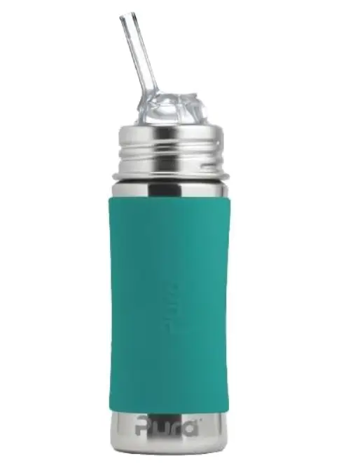 Pura Kiki Stainless Steel InfantToddler Bottle With Silicone Straw (11 oz)