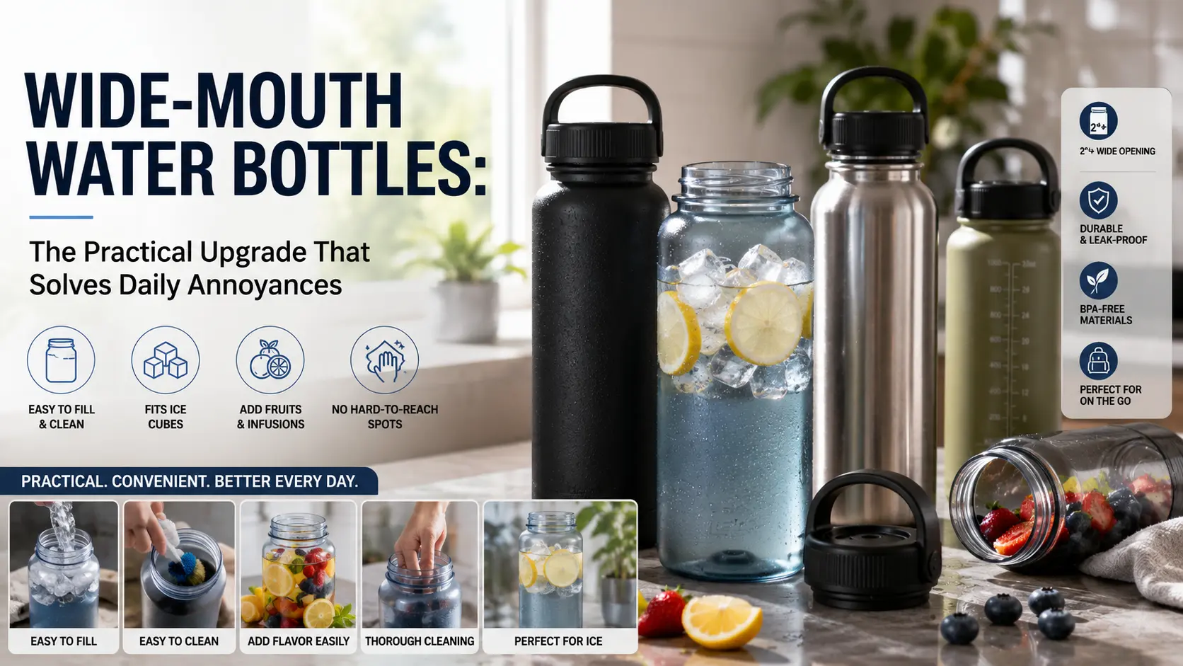 Wide-Mouth Water Bottles