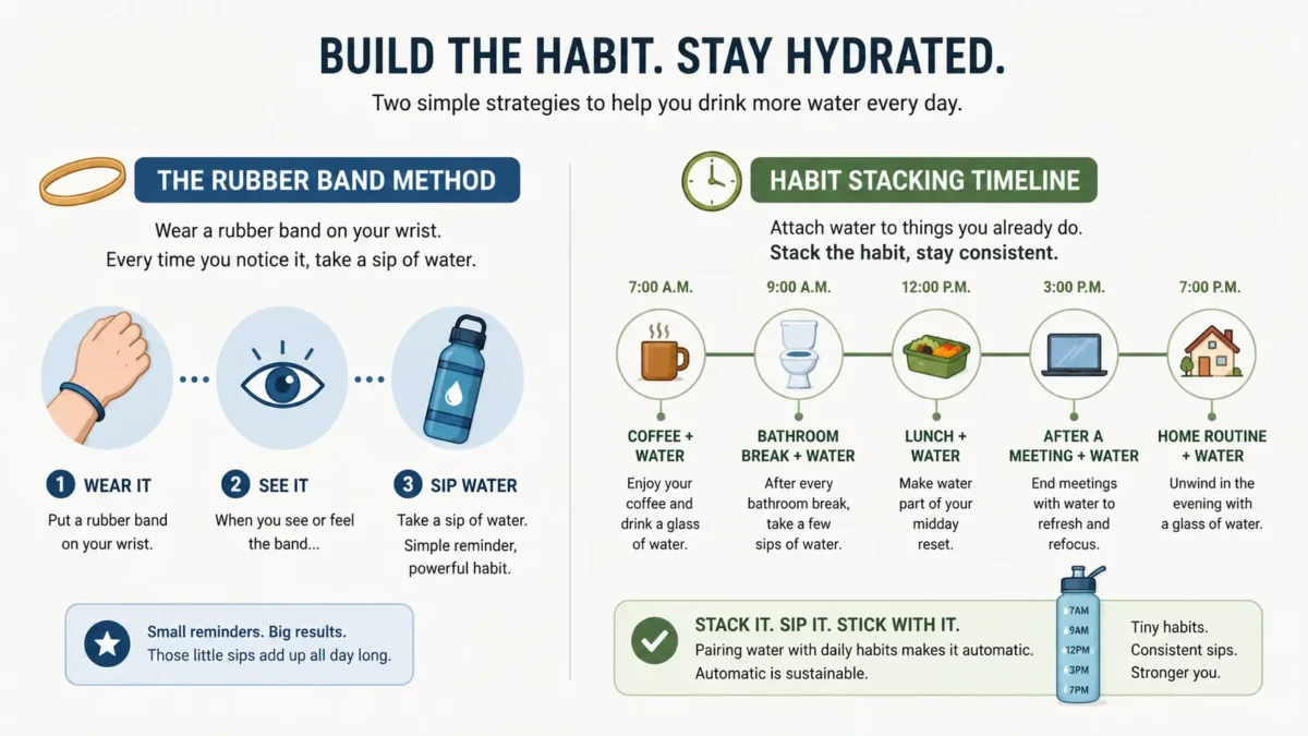 simple infographic showing the rubber band method