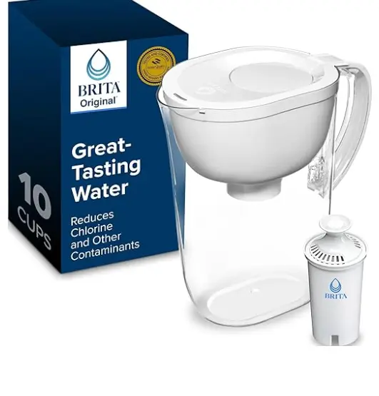 Brita Large 10 Cup Water Filter Pitcher, Includes 1 Filter, Bright White